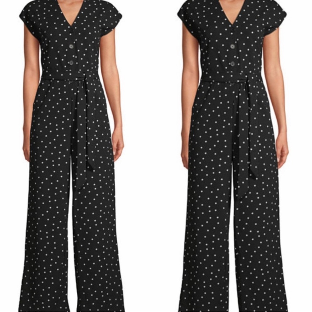 Worthington Black Polka Dots Jumpsuit